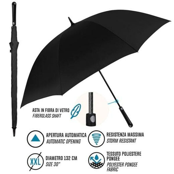 Regenschirm Perletti Golf XXL Schwarz Polyester Ø 132 cm