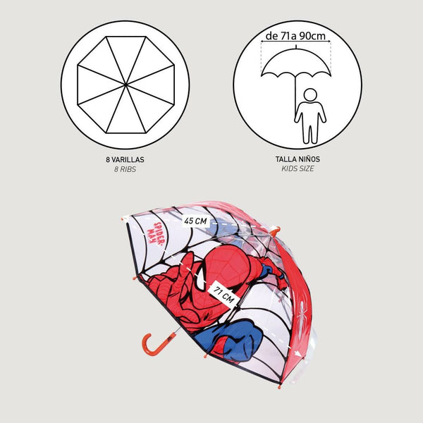 Regenschirm Spiderman 45 cm Rot
