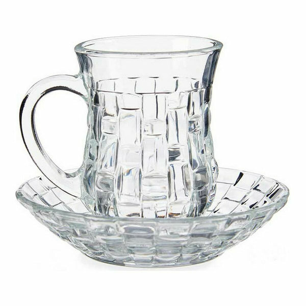 Satz mit Tassen- und Tellern 125 ml Durchsichtig Glas (12 x 9 x 12 cm) (4 Stück)
